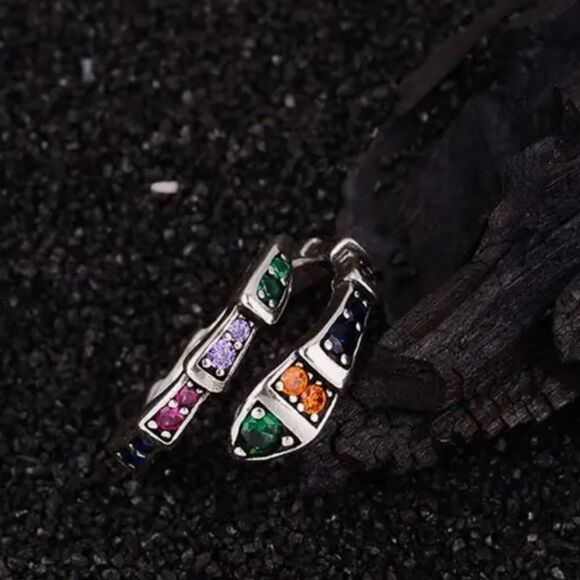 The Multi-Colored Serpent Ring in 925 silver - Picture 3 of 12